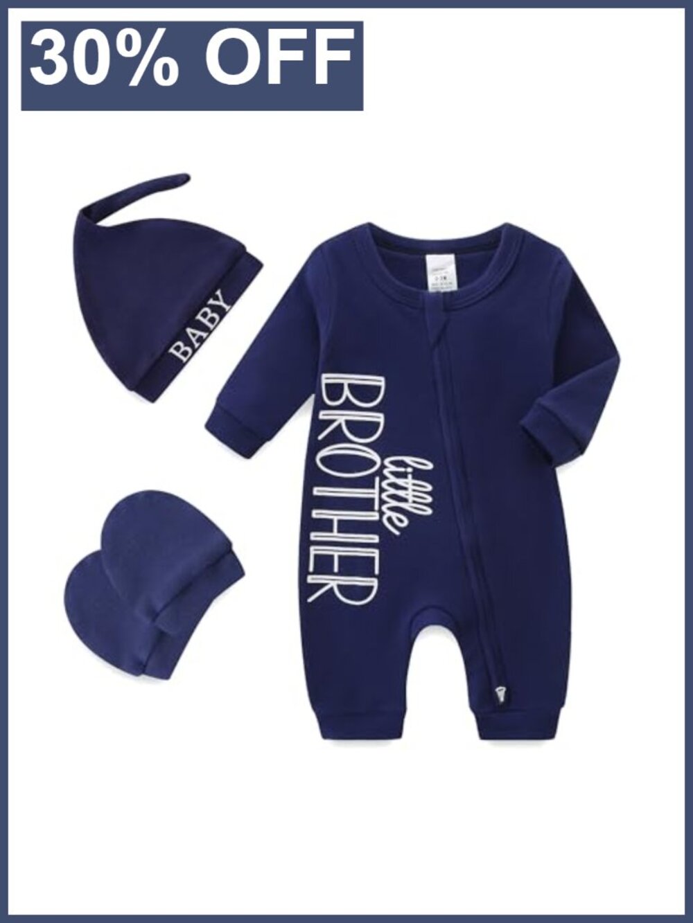 Baby Boy 100% Cotton 2-Way Zipper Romper Newborn Outfit 0-3 Months